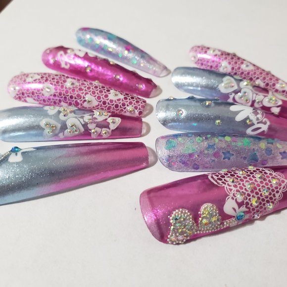 XXL Coffin-Ballerina Gel Press on Nails - Picture 6 of 10